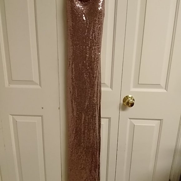 Formal dress floor length ,size 6 ,sequence,  mauve pink color , worn 1 time - Picture 1 of 5